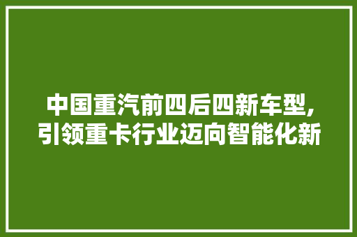 中国重汽前四后四新车型,引领重卡行业迈向智能化新时代