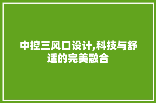 中控三风口设计,科技与舒适的完美融合