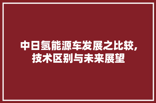 中日氢能源车发展之比较,技术区别与未来展望