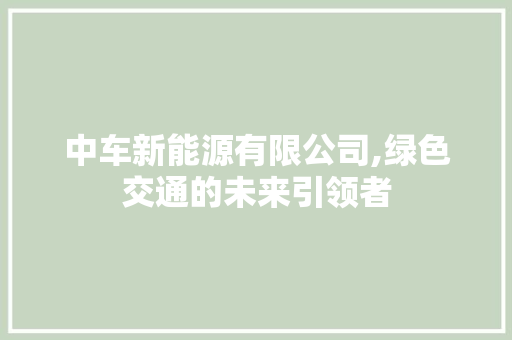 中车新能源有限公司,绿色交通的未来引领者 新款车型