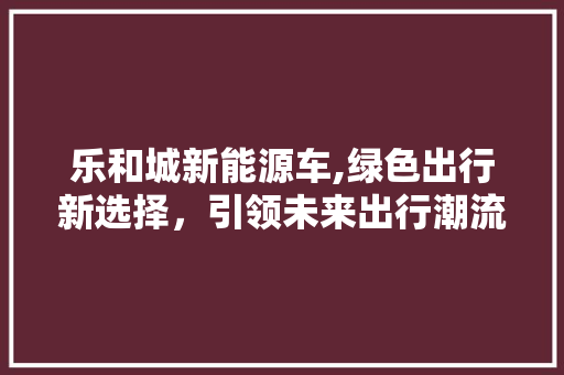 乐和城新能源车,绿色出行新选择，引领未来出行潮流