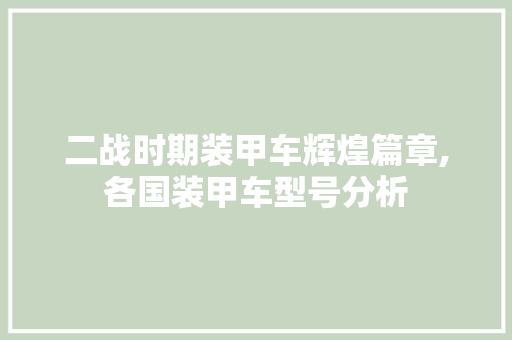 二战时期装甲车辉煌篇章,各国装甲车型号分析