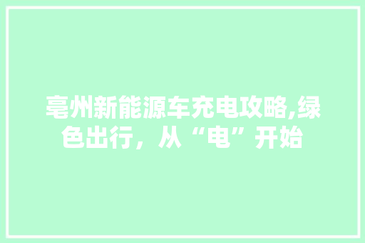 亳州新能源车充电攻略,绿色出行，从“电”开始