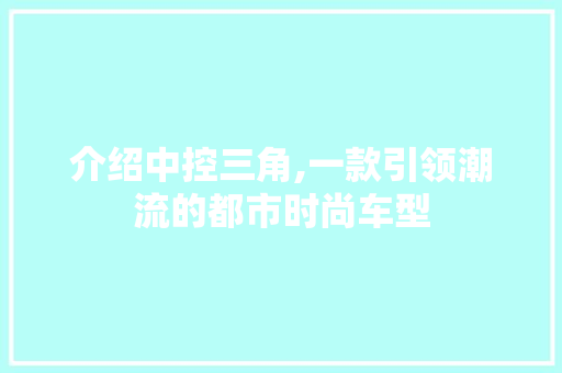 介绍中控三角,一款引领潮流的都市时尚车型