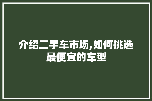 介绍二手车市场,如何挑选最便宜的车型