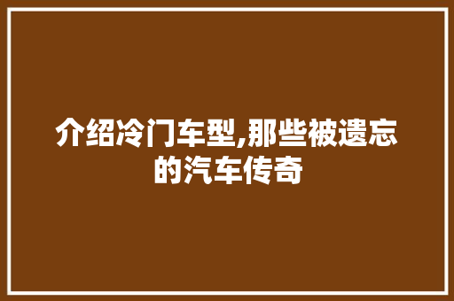 介绍冷门车型,那些被遗忘的汽车传奇