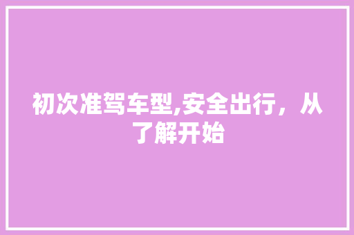 初次准驾车型,安全出行，从了解开始