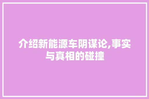 介绍新能源车阴谋论,事实与真相的碰撞