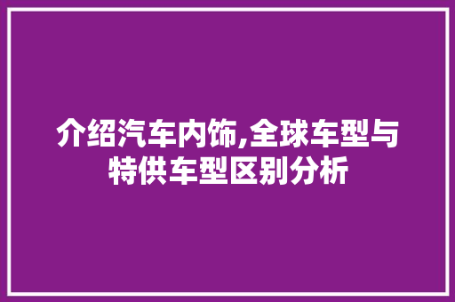 介绍汽车内饰,全球车型与特供车型区别分析