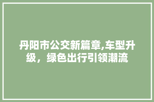 丹阳市公交新篇章,车型升级，绿色出行引领潮流 新款车型