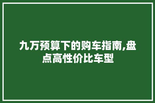九万预算下的购车指南,盘点高性价比车型 发动机配件