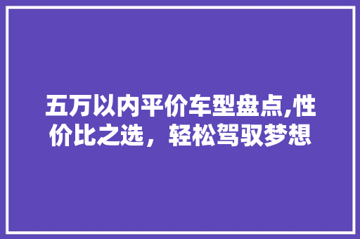 五万以内平价车型盘点,性价比之选，轻松驾驭梦想 新能源汽车