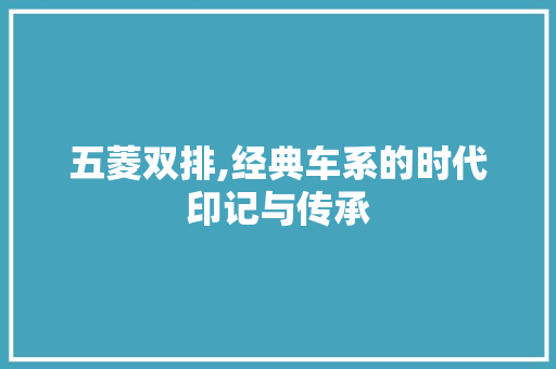 五菱双排,经典车系的时代印记与传承