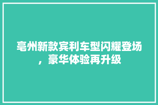 亳州新款宾利车型闪耀登场，豪华体验再升级