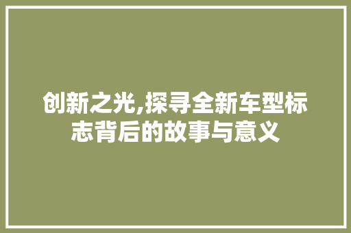 创新之光,探寻全新车型标志背后的故事与意义