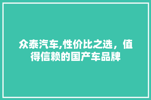 众泰汽车,性价比之选，值得信赖的国产车品牌