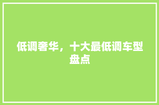 低调奢华，十大最低调车型盘点