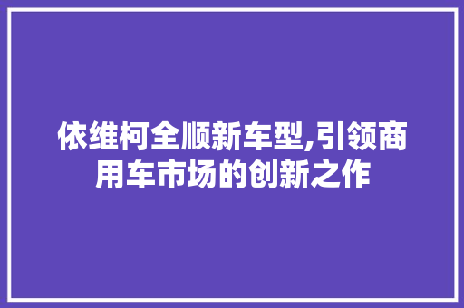 依维柯全顺新车型,引领商用车市场的创新之作 底盘配件