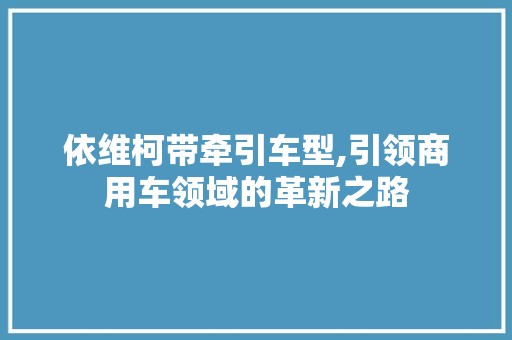 依维柯带牵引车型,引领商用车领域的革新之路 新能源汽车