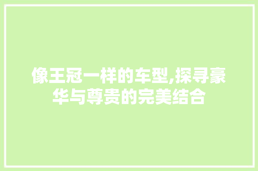 像王冠一样的车型,探寻豪华与尊贵的完美结合