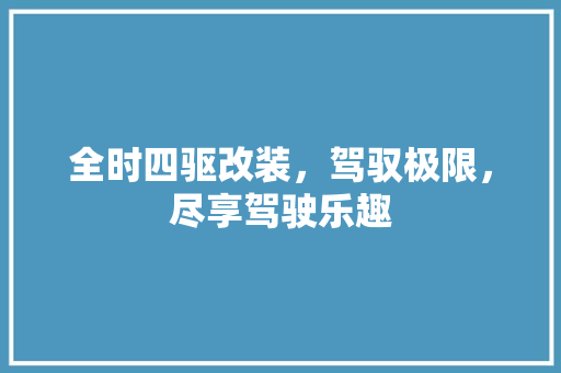 全时四驱改装，驾驭极限，尽享驾驶乐趣
