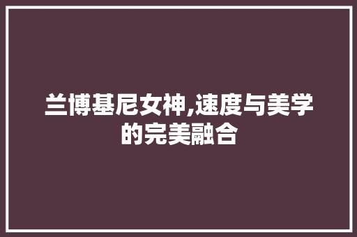 兰博基尼女神,速度与美学的完美融合