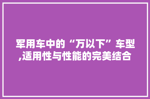 军用车中的“万以下”车型,适用性与性能的完美结合