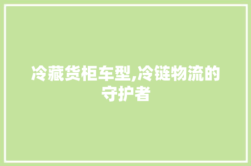 冷藏货柜车型,冷链物流的守护者