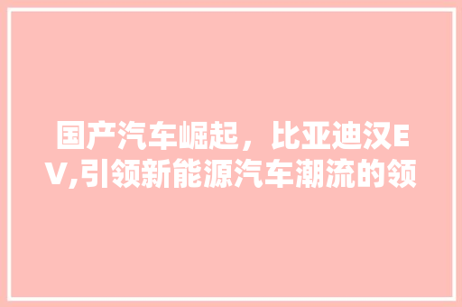 国产汽车崛起，比亚迪汉EV,引领新能源汽车潮流的领航者