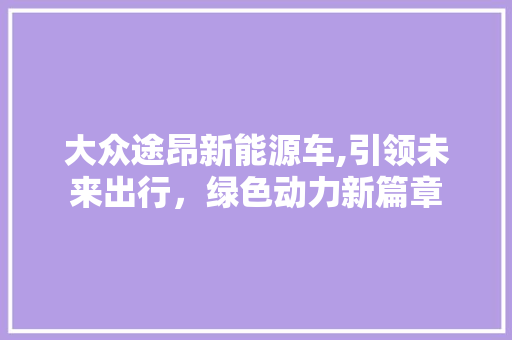 大众途昂新能源车,引领未来出行，绿色动力新篇章