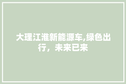 大理江淮新能源车,绿色出行，未来已来