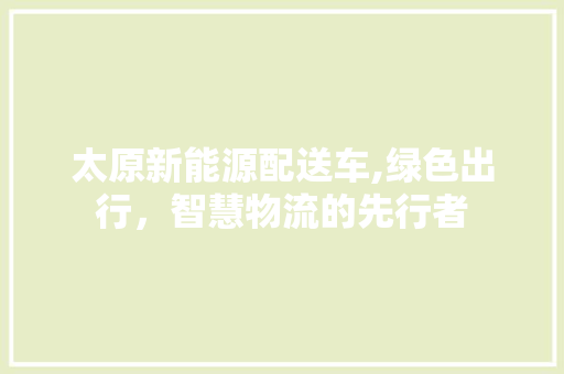 太原新能源配送车,绿色出行，智慧物流的先行者