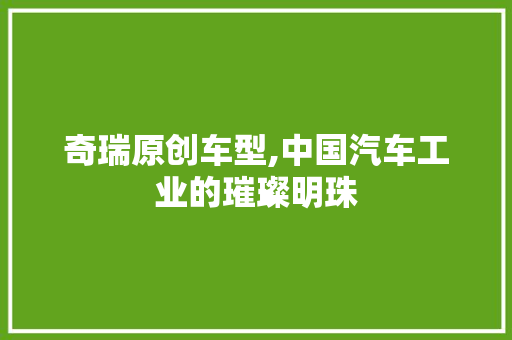 奇瑞原创车型,中国汽车工业的璀璨明珠