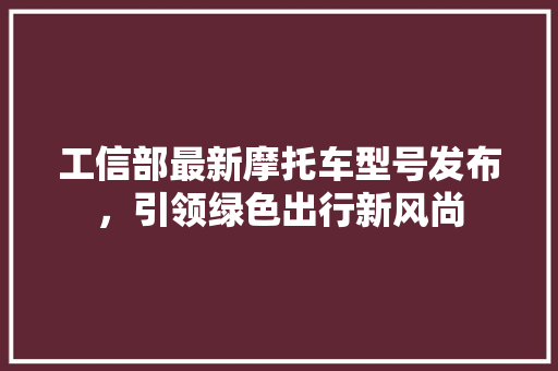 工信部最新摩托车型号发布，引领绿色出行新风尚