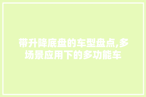 带升降底盘的车型盘点,多场景应用下的多功能车