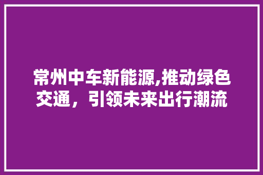 常州中车新能源,推动绿色交通，引领未来出行潮流
