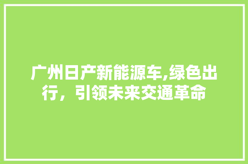 广州日产新能源车,绿色出行，引领未来交通革命