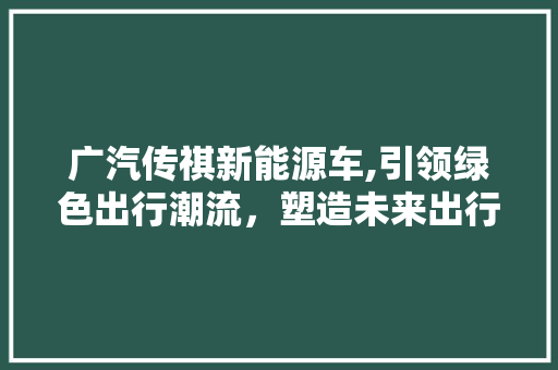 广汽传祺新能源车,引领绿色出行潮流，塑造未来出行新风尚