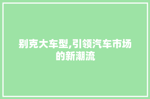 别克大车型,引领汽车市场的新潮流 蓄电池配件