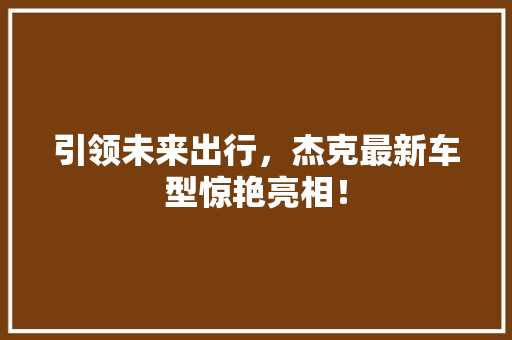 引领未来出行，杰克最新车型惊艳亮相！