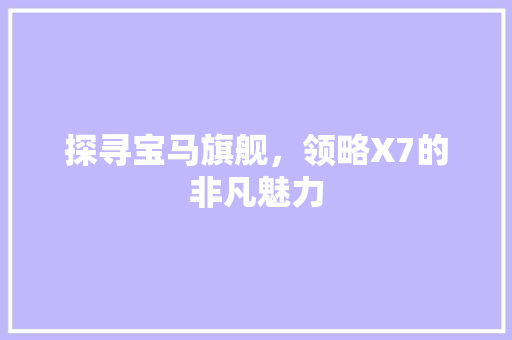探寻宝马旗舰，领略X7的非凡魅力 新能源汽车