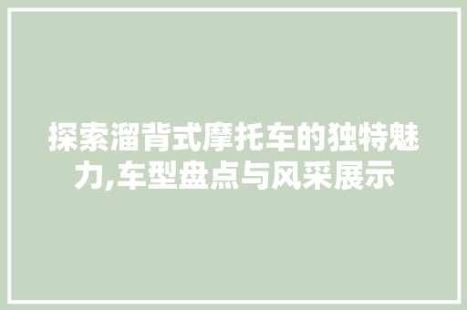 探索溜背式摩托车的独特魅力,车型盘点与风采展示
