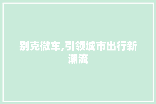 别克微车,引领城市出行新潮流