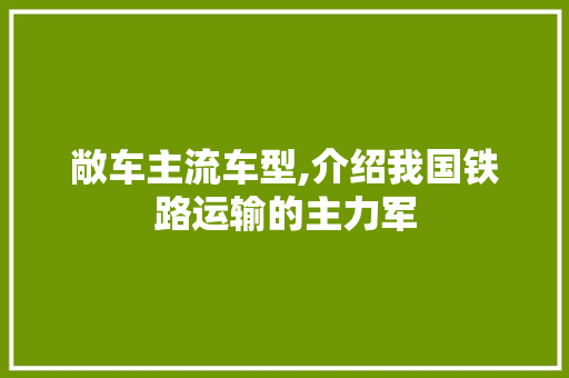 敞车主流车型,介绍我国铁路运输的主力军