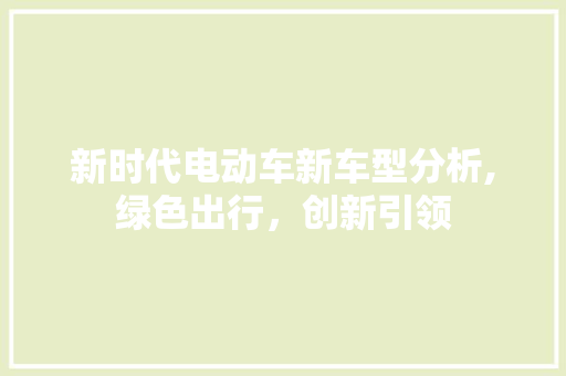 新时代电动车新车型分析,绿色出行，创新引领