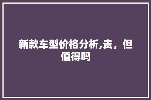 新款车型价格分析,贵，但值得吗 新能源汽车