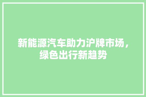 新能源汽车助力沪牌市场，绿色出行新趋势