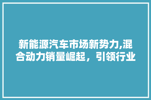 新能源汽车市场新势力,混合动力销量崛起，引领行业变革 汽车配件