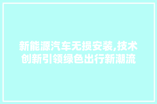 新能源汽车无损安装,技术创新引领绿色出行新潮流