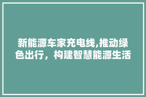 新能源车家充电线,推动绿色出行，构建智慧能源生活